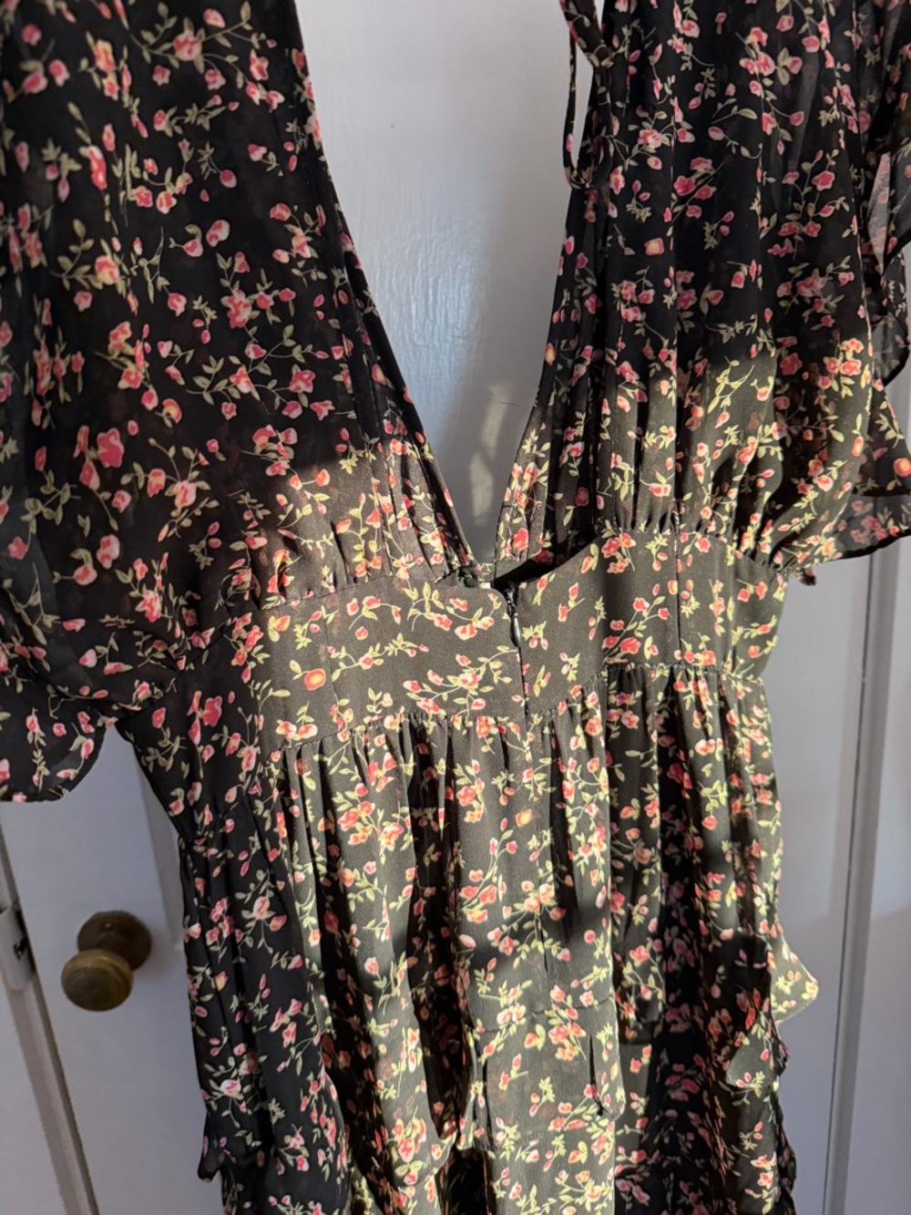 Petal & Pup Black Floral Ruffle Midi Dress - Picture 3 of 6